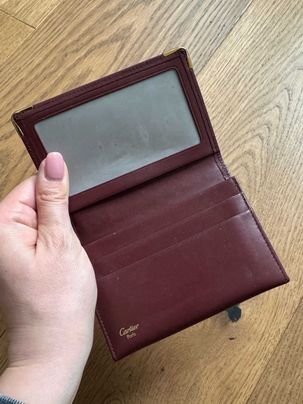 Cartier “Must De Cartier” Burgundy Calfskin Card Holder - GUC+ - Vintage Y2K - Picture 3 of 11